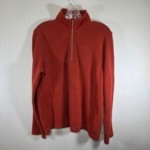 Orvis Mens 1/4 Zip Knit Pullover Orange Top Size Medium